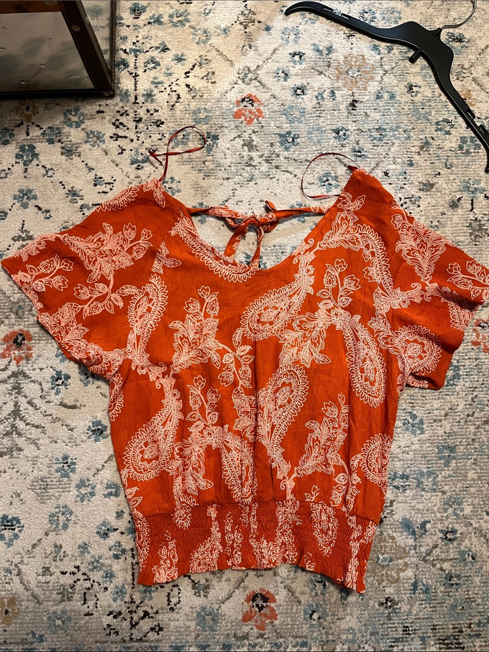 NWT Paper Crane Orange Paisley Blouse